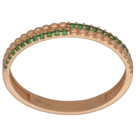14ct Rose Gold Imitation Gems Half Eternity Ring Size R