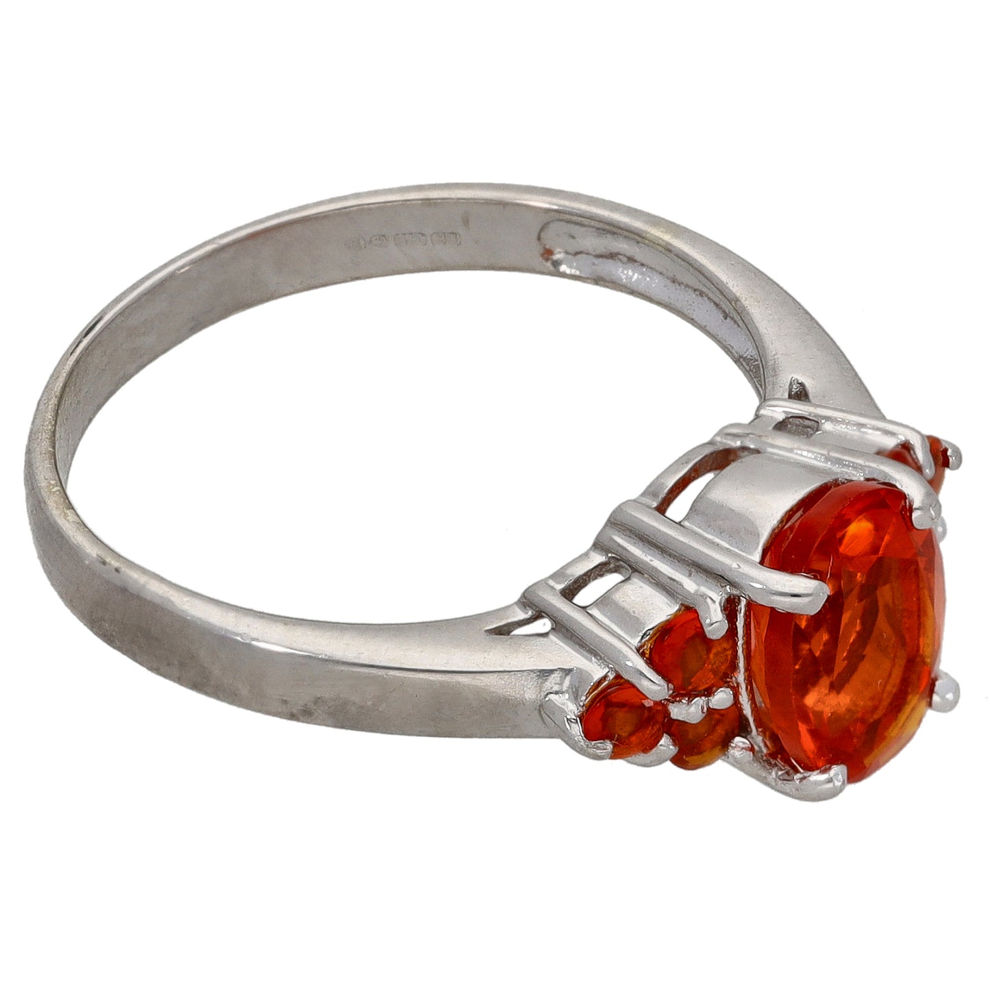 9ct White Gold Fire Opal Dress/Cocktail Ring Size N