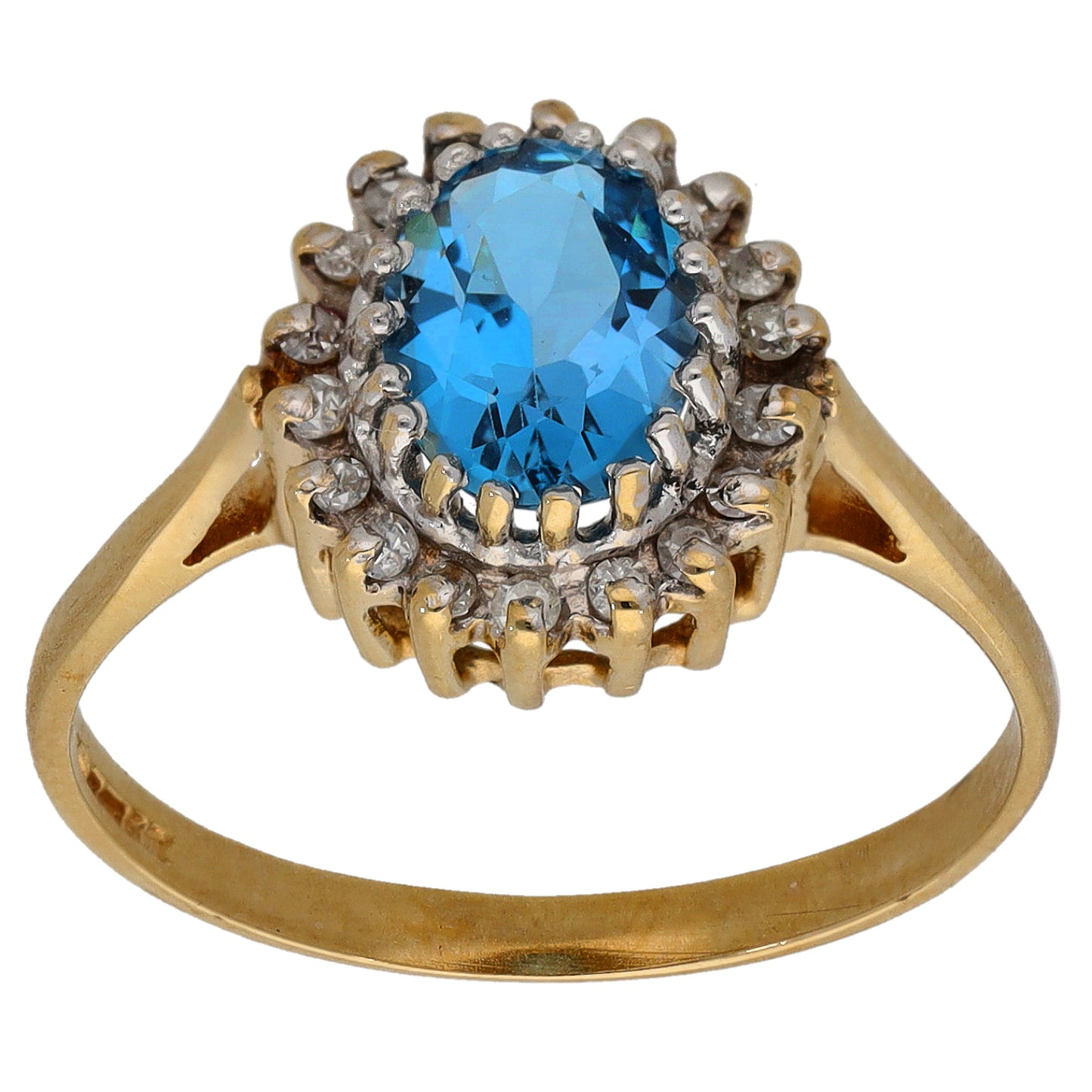 9ct Gold 0.20ct Diamond & Topaz Dress/Cocktail Ring Size Q