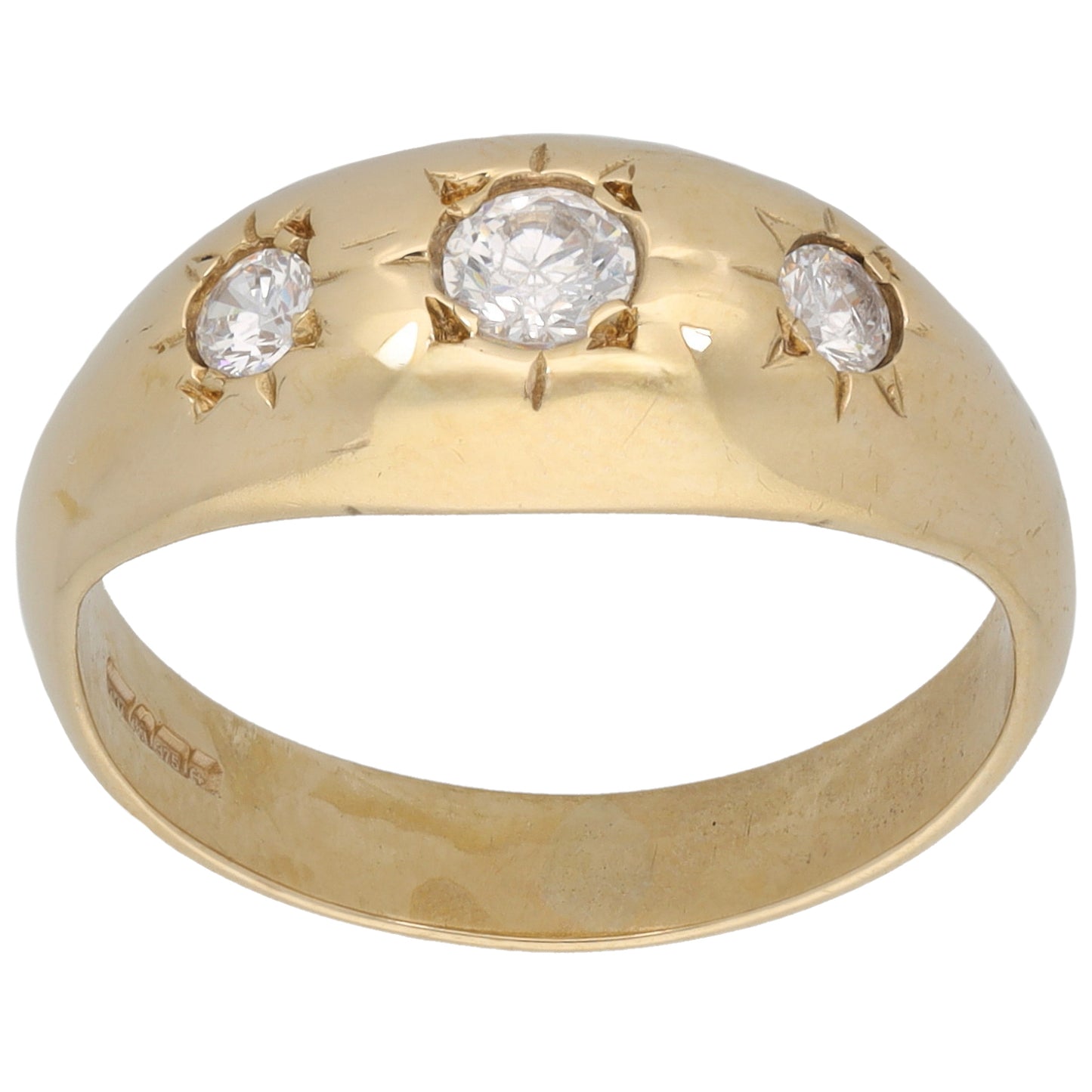9ct Gold Cubic Zirconia Trilogy Ring Size O