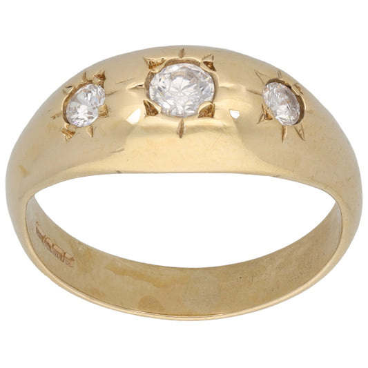 9ct Gold Cubic Zirconia Trilogy Ring Size O