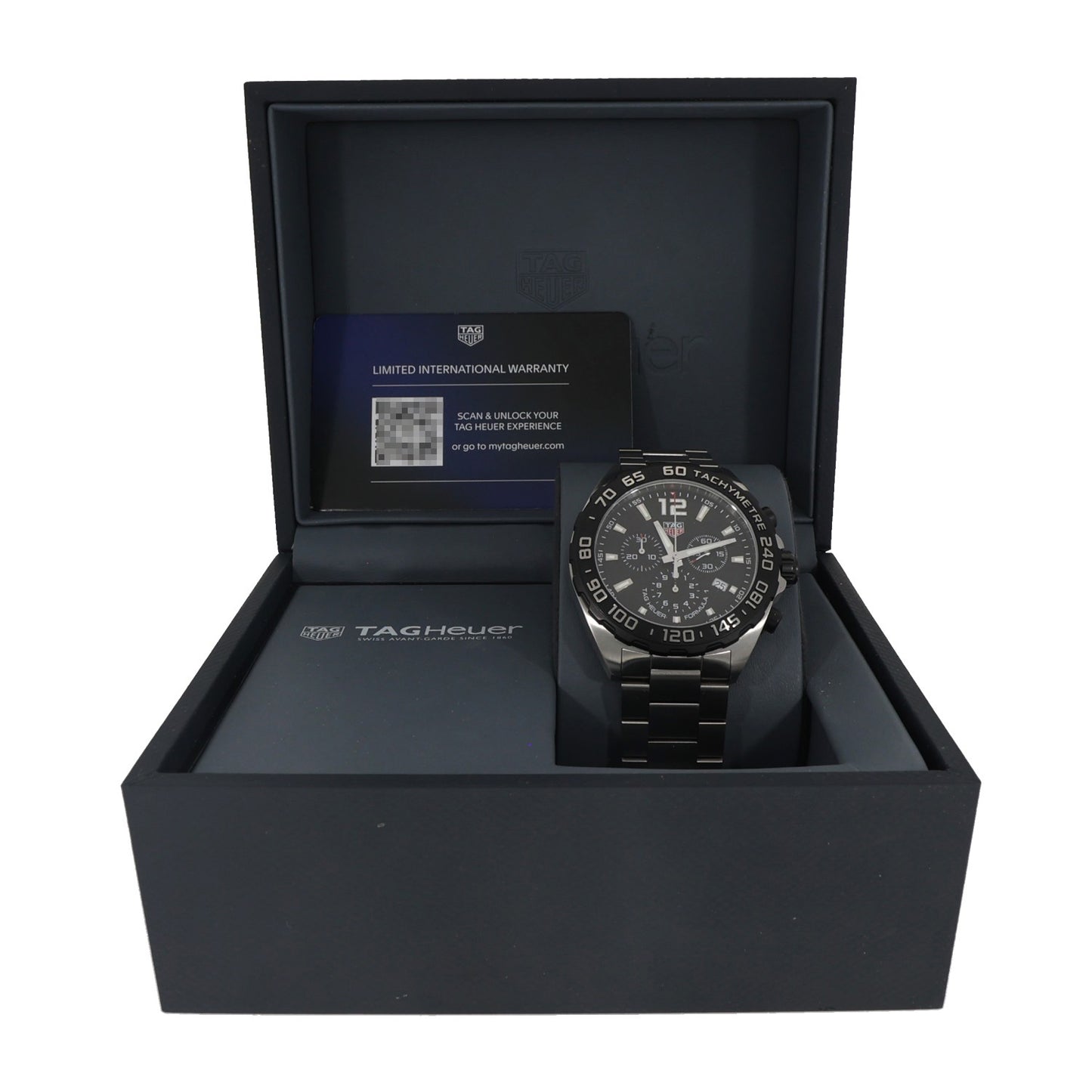 Tag Heuer Formula 1 CAZ1010 stainless steel watch with black chronograph dial and subdials, link bracelet