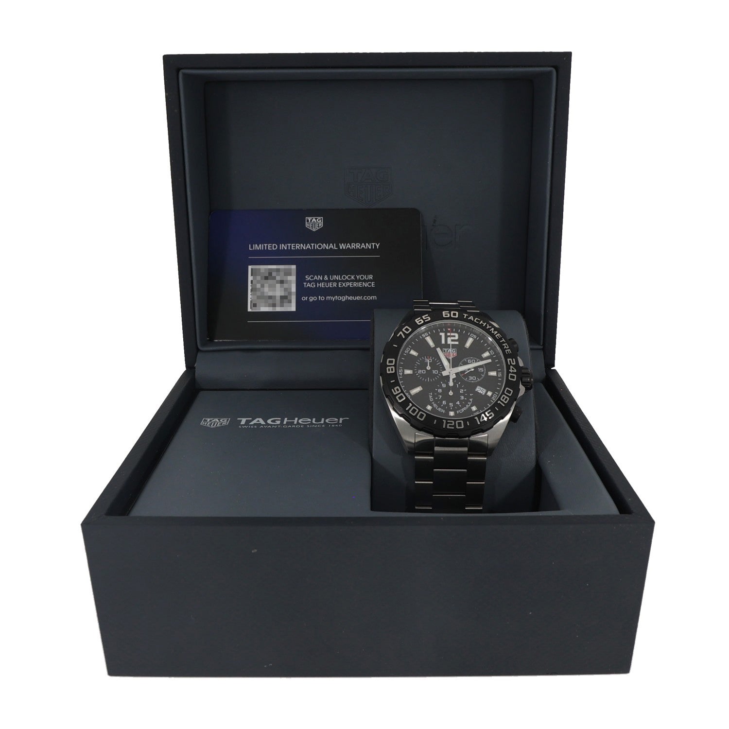 Tag Heuer Formula 1 CAZ1010 stainless steel watch with black chronograph dial and subdials, link bracelet