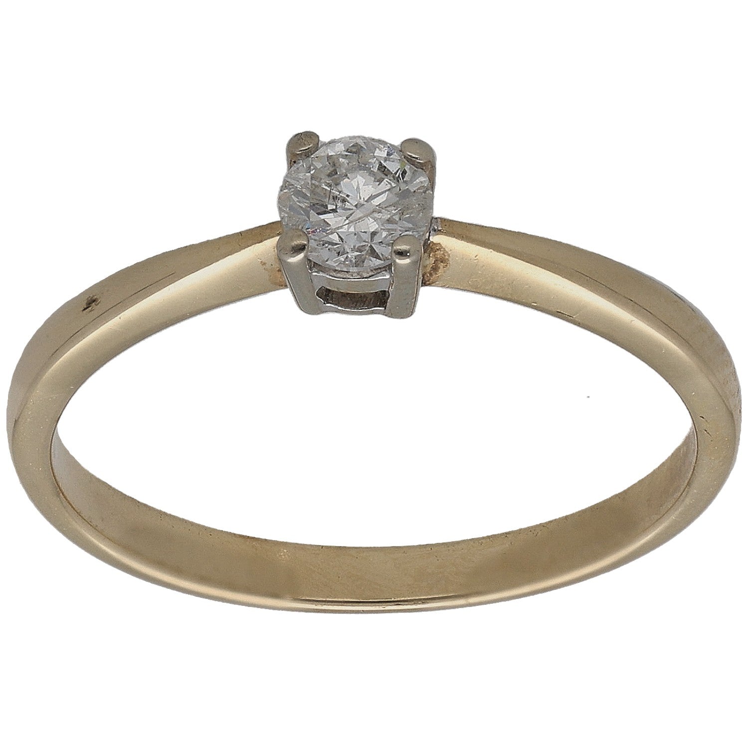 9ct gold solitaire ring with round diamond in four-prong setting