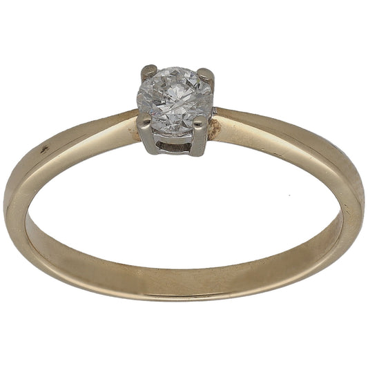 9ct gold solitaire ring with round diamond in four-prong setting