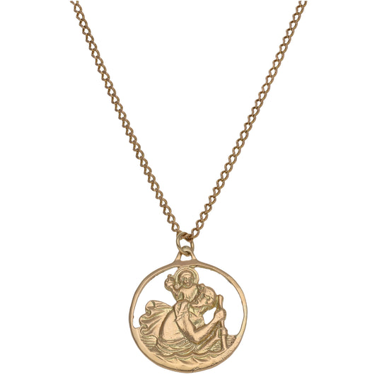 9ct Gold St Christopher Pendant With Chain
