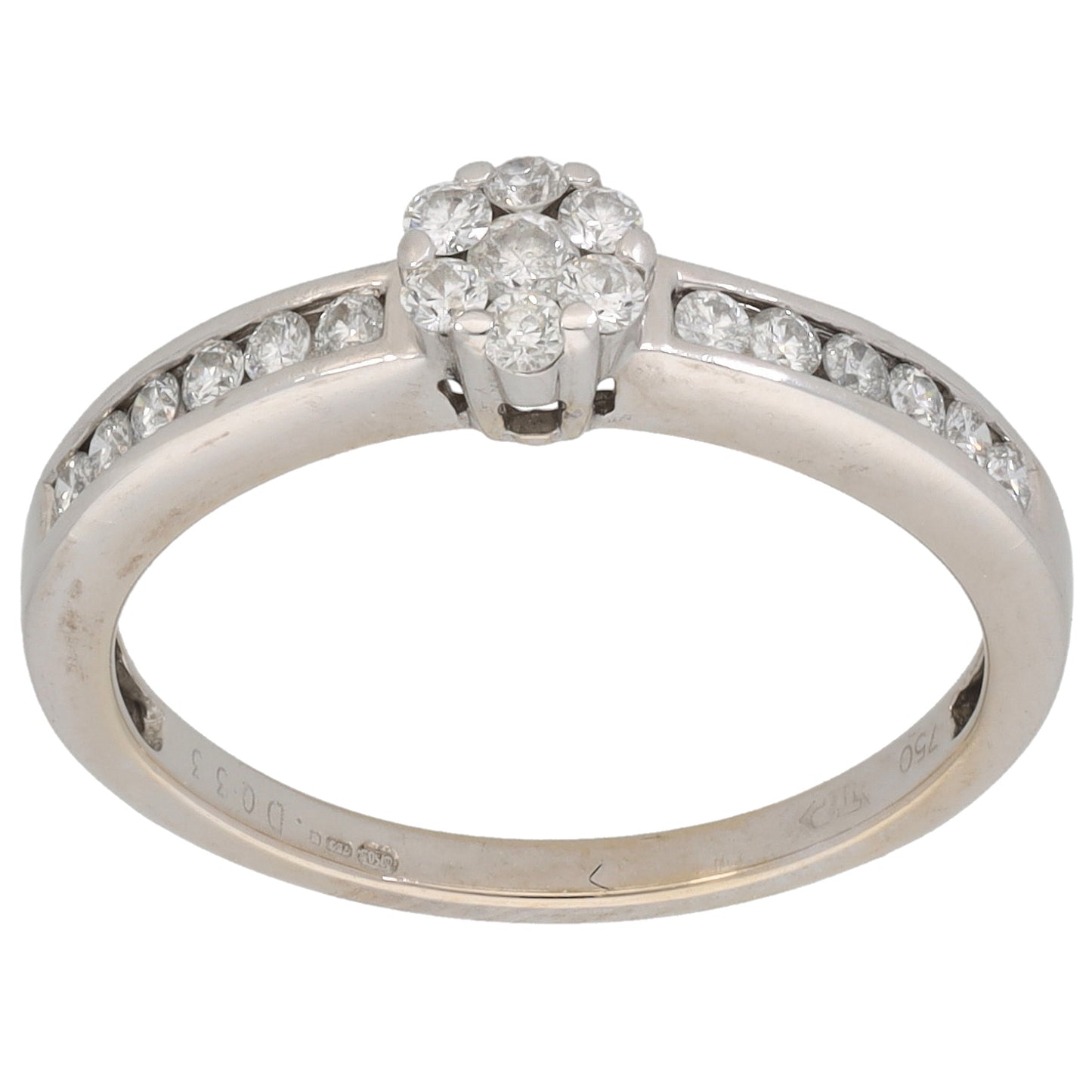 18ct White Gold 0.33ct Diamond Cluster Ring Size M