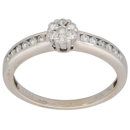 18ct White Gold 0.33ct Diamond Cluster Ring Size M