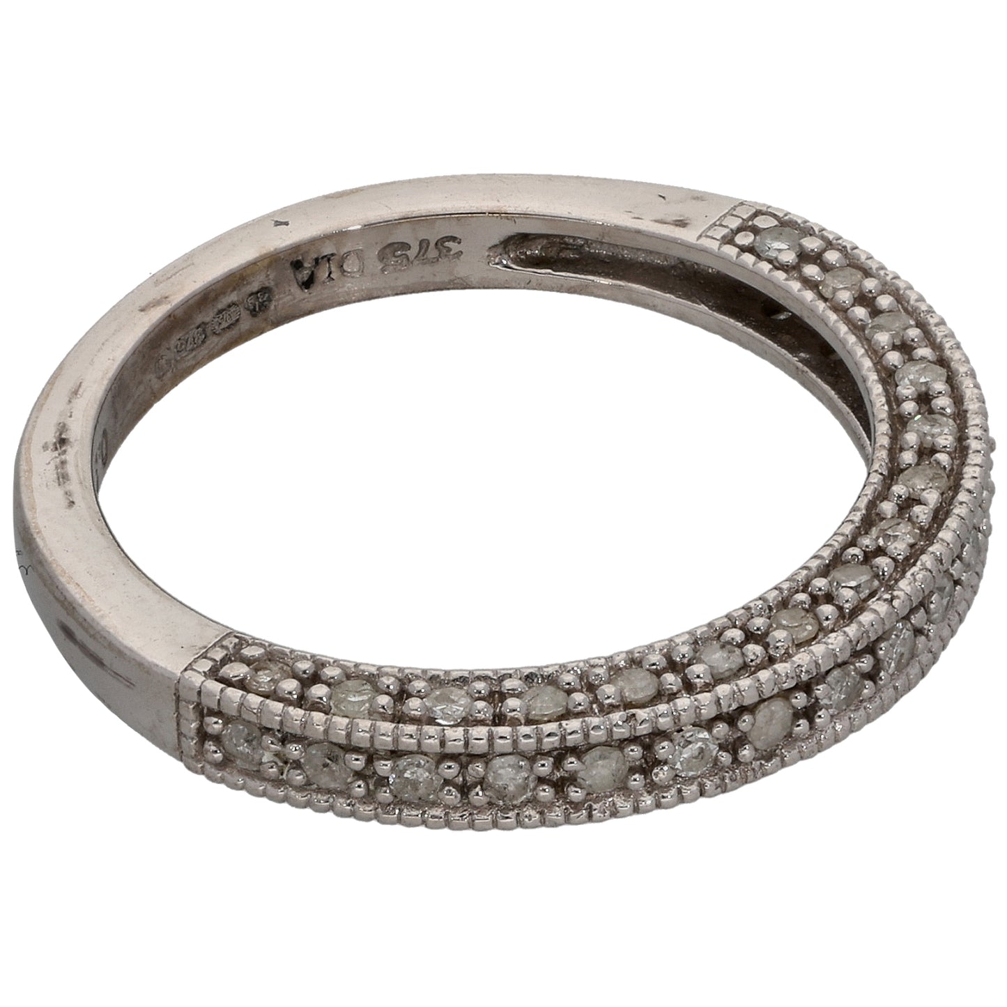 9ct White Gold 0.32ct Diamond Half Eternity Ring Size M