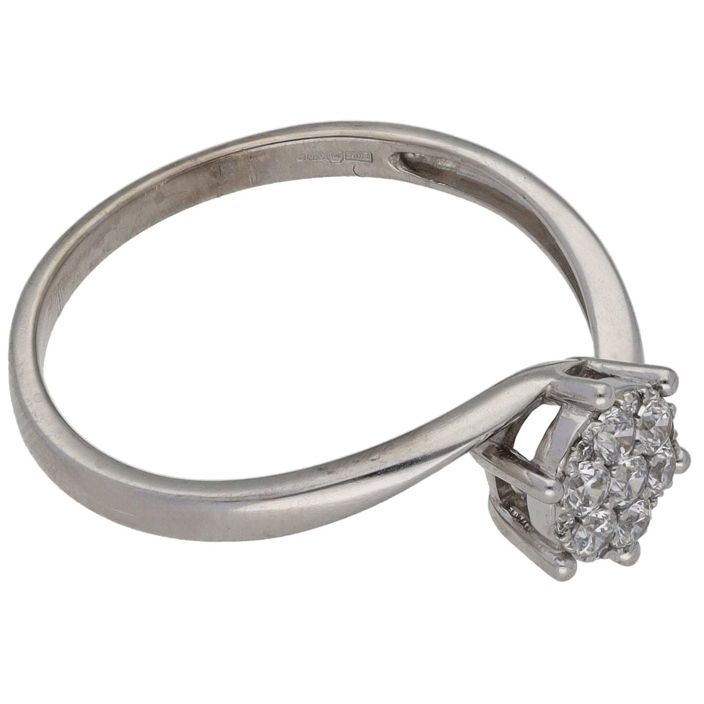 9ct White Gold Cubic Zirconia Cluster Ring Size S