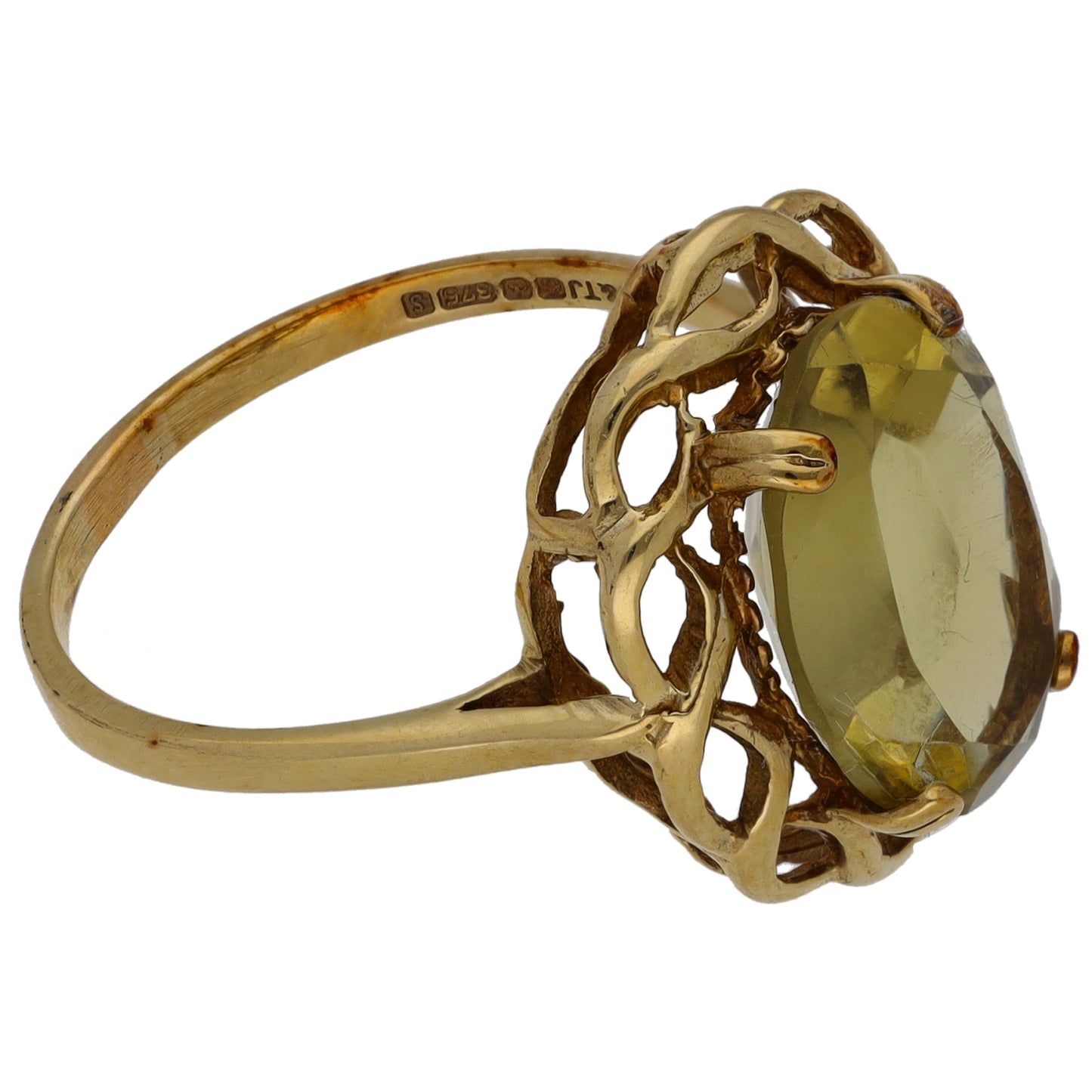 9ct Gold Quartz Single Stone Ring Size S