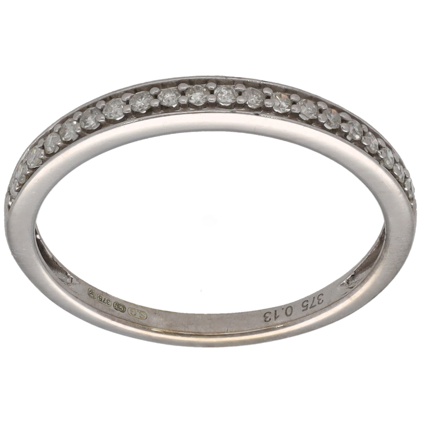 9ct White Gold 0.13ct Diamond Half Eternity Ring Size N