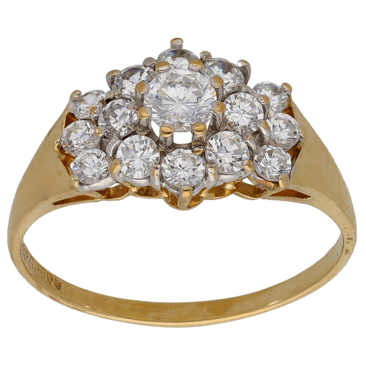 9ct Gold Cubic Zirconia Dress/Cocktail Ring Size P