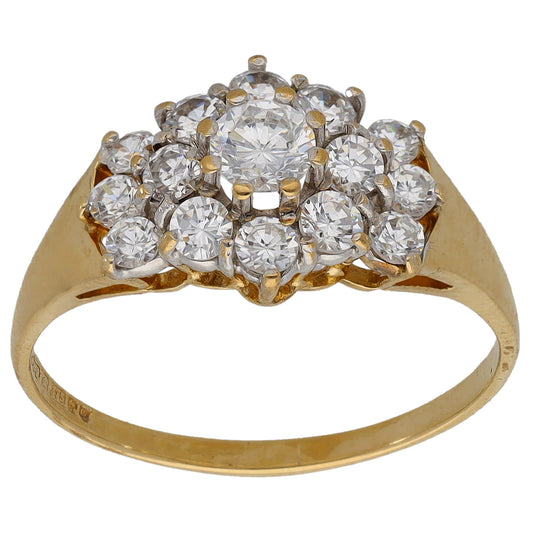 9ct Gold Cubic Zirconia Dress/Cocktail Ring Size P