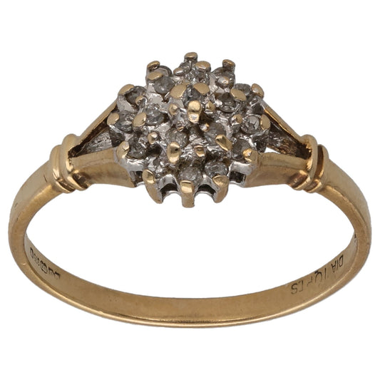 9ct Gold 0.10ct Diamond Cluster Ring Size M