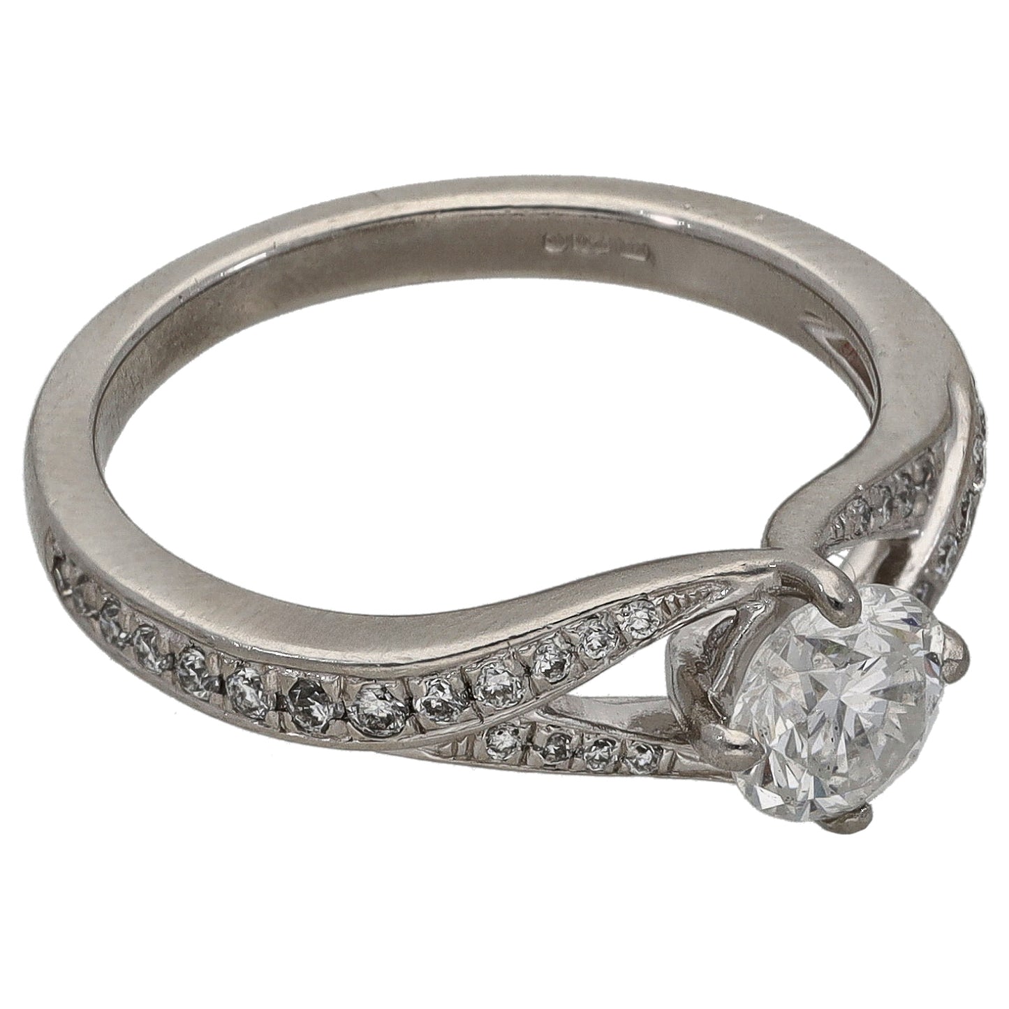 Platinum 0.77ct Diamond Solitaire Ring With Accent Stones Size M