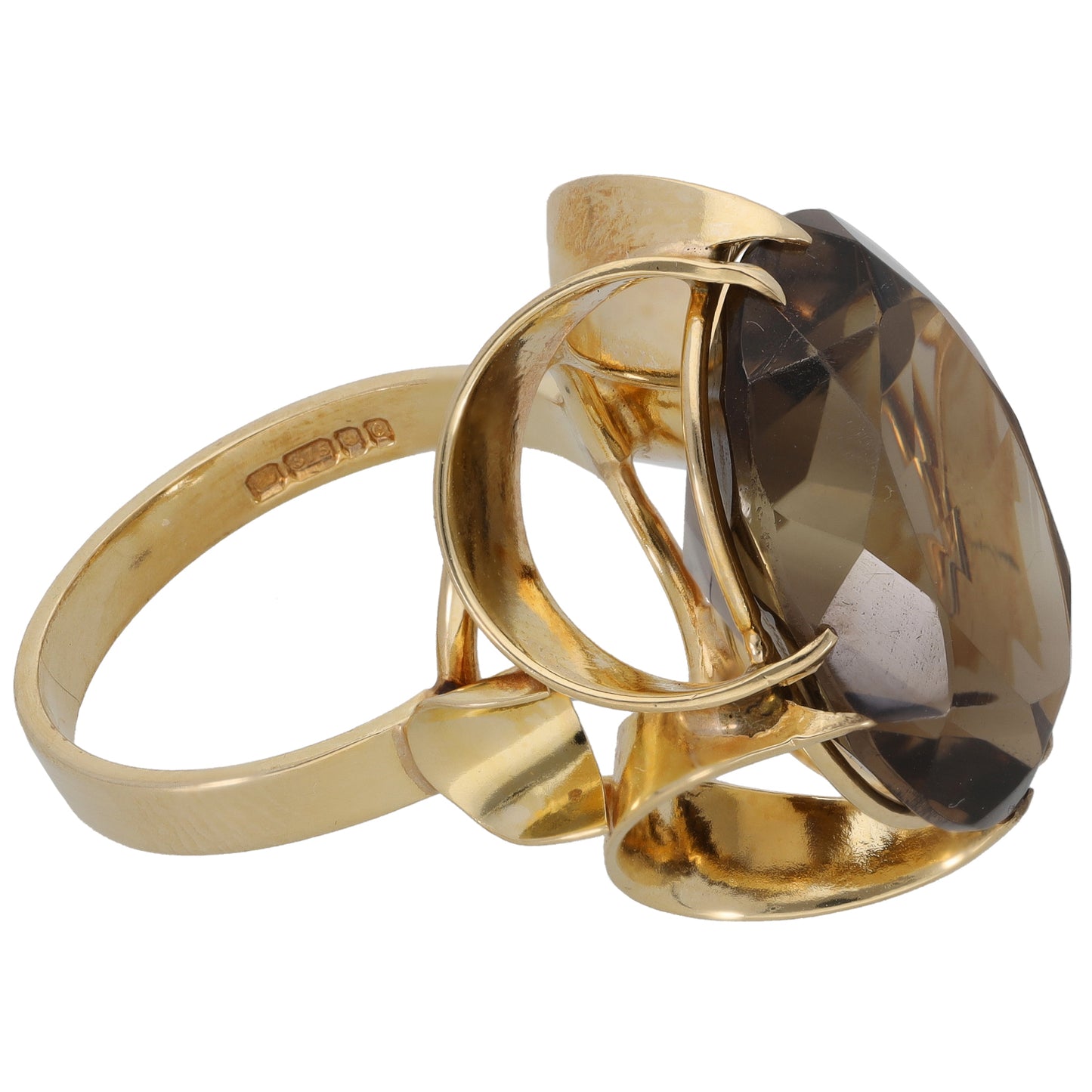 9ct Gold Smoky Quartz Single Stone Ring Size O