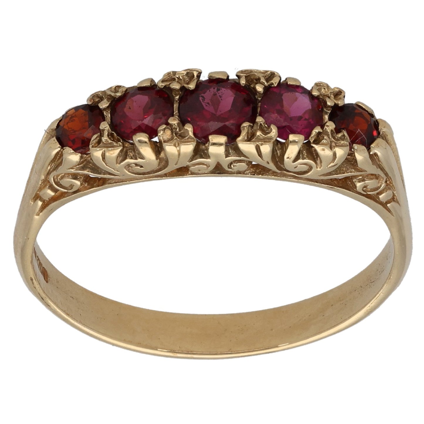 9ct Gold Garnet Half Eternity Ring Size Q