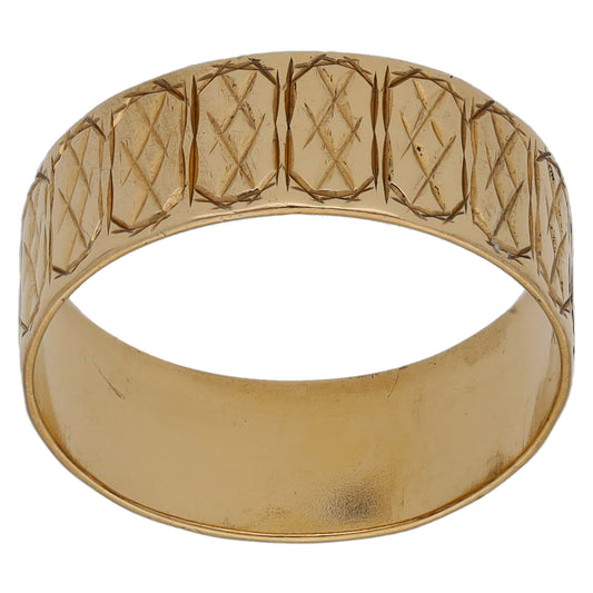 9ct Gold Patterned Wedding Ring Size M