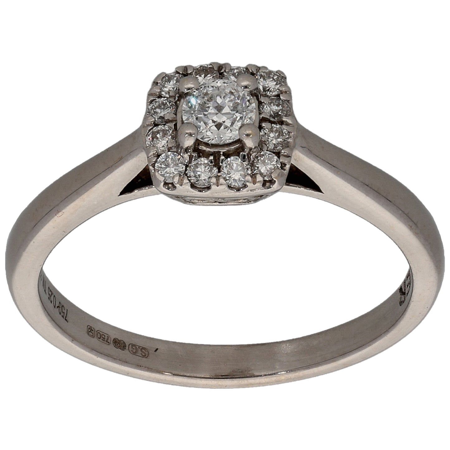 18ct White Gold 0.25ct Diamond Cluster Ring Size K