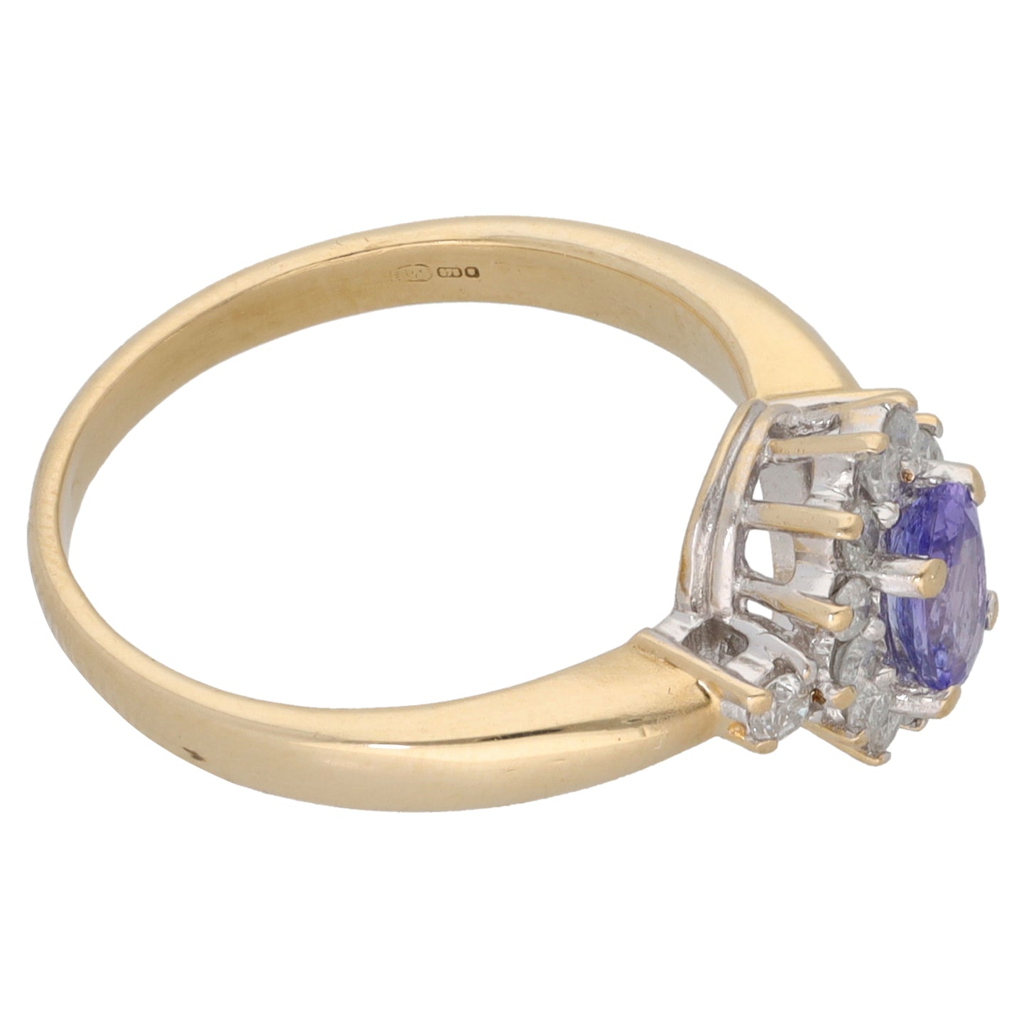 9ct Bicolour Gold 0.21ct Diamond & Tanzanite Dress/Cocktail Ring Size M