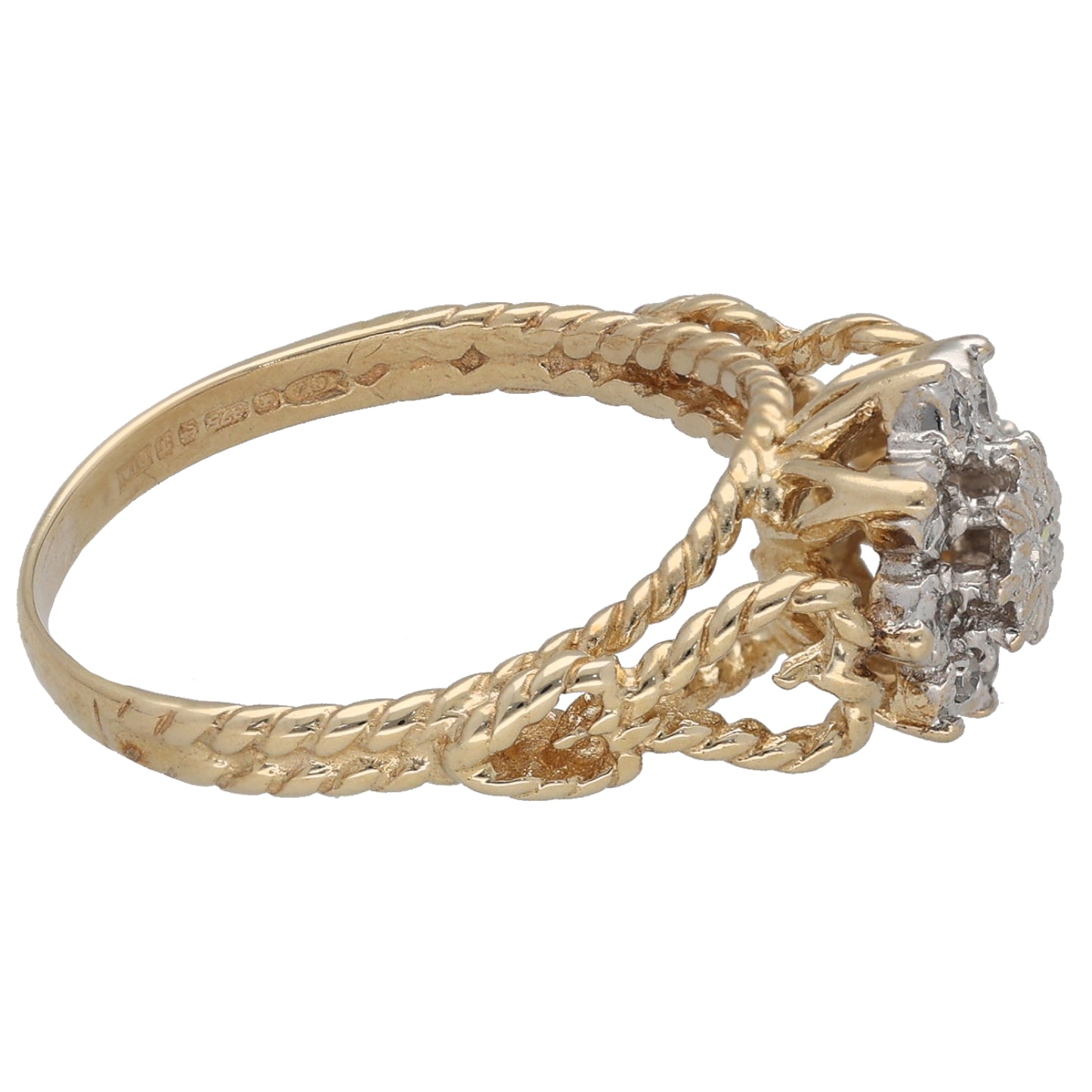 9ct Gold 0.09ct Diamond Cluster Ring Size L