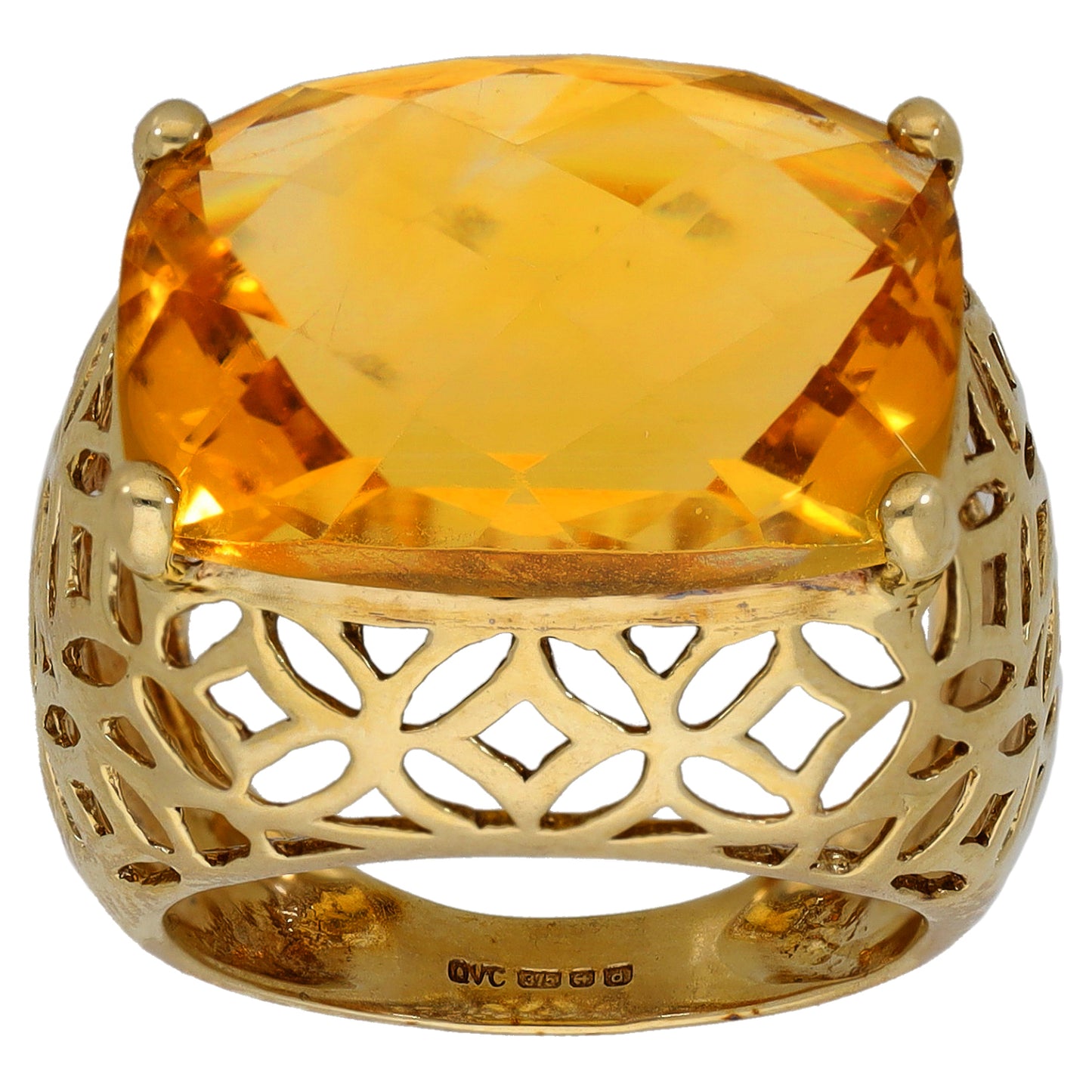 9ct Gold Citrine Dress/Cocktail Ring Size L