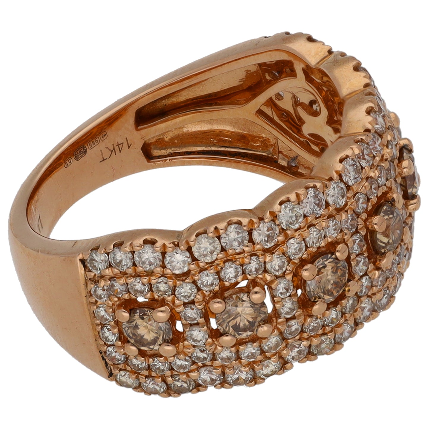 14ct Rose Gold 1.30ct Diamond Dress/Cocktail Ring Size M