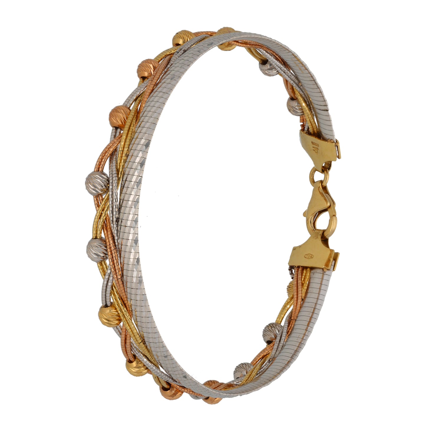 14ct Bicolour Gold Necklace, Earrings & Bracelet Jewellery Set