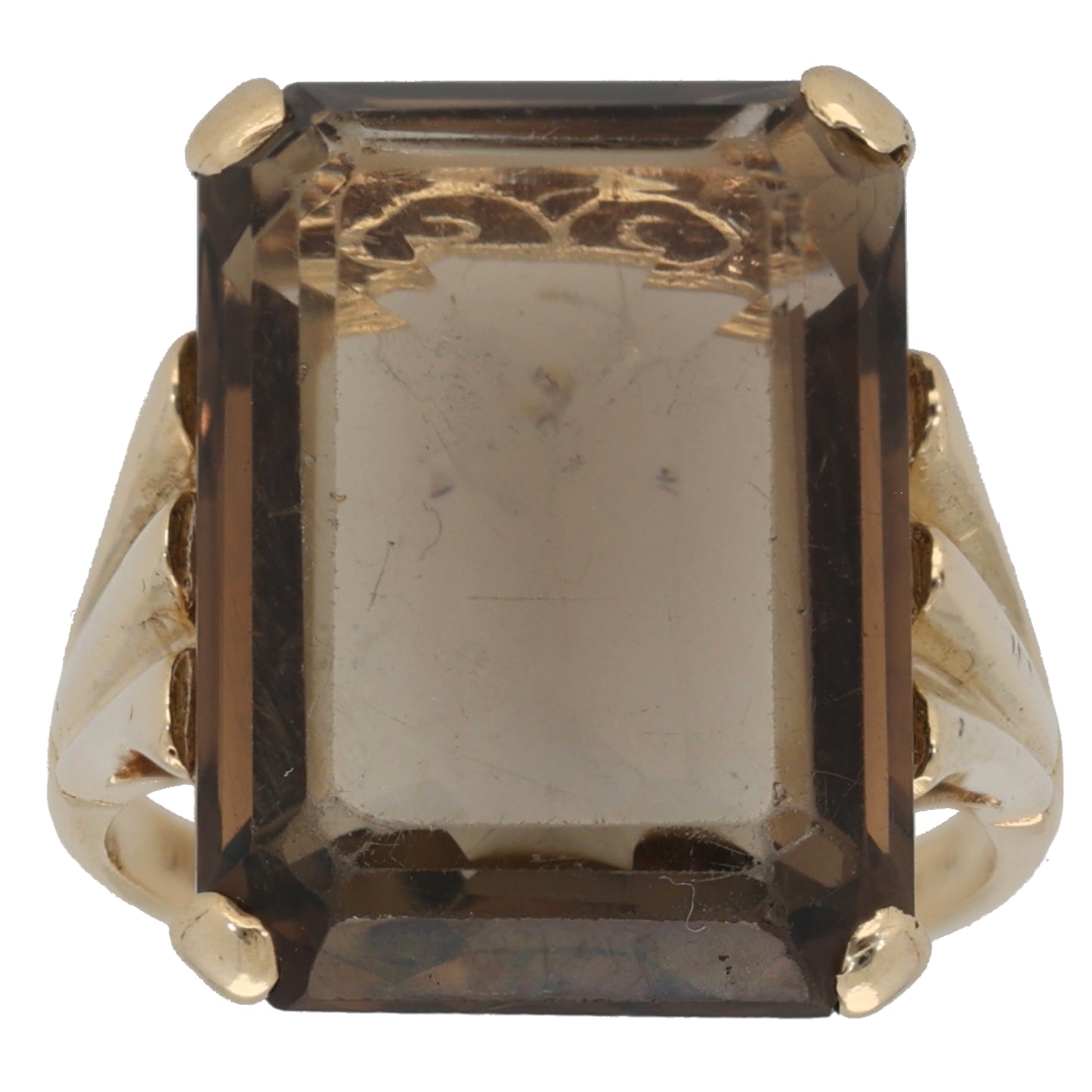 9ct Gold Smoky Quartz Single Stone Ring Size M