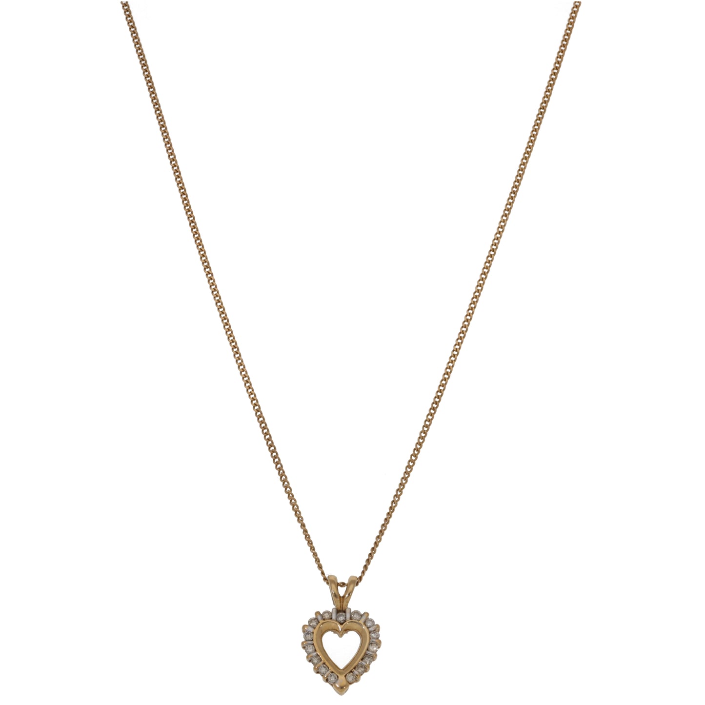 9ct Gold 0.30ct Diamond Heart Pendant With Chain