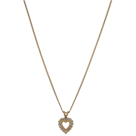 9ct Gold 0.30ct Diamond Heart Pendant With Chain