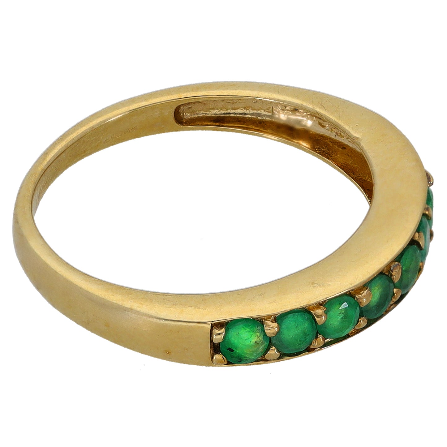 9ct Gold Emerald Half Eternity Ring Size O