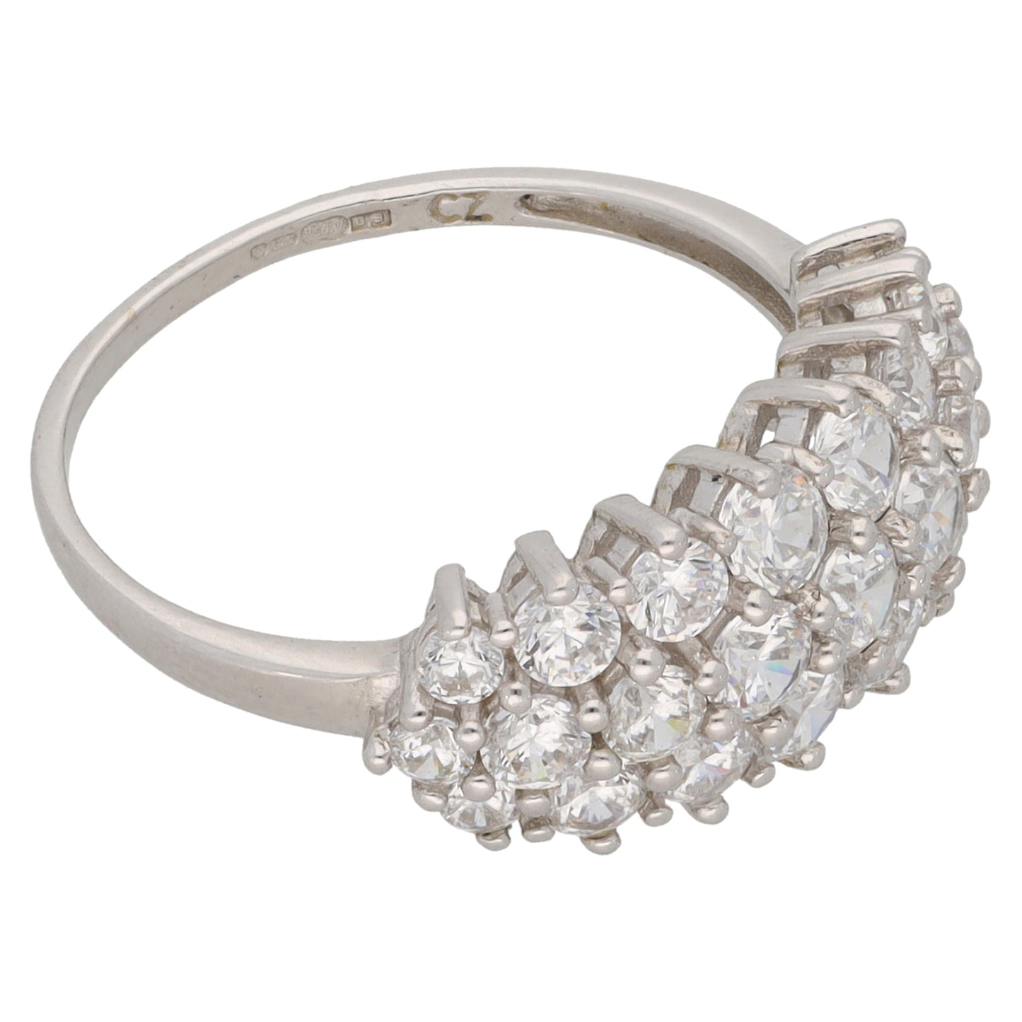 9ct White Gold Cubic Zirconia Dress/Cocktail Ring Size N