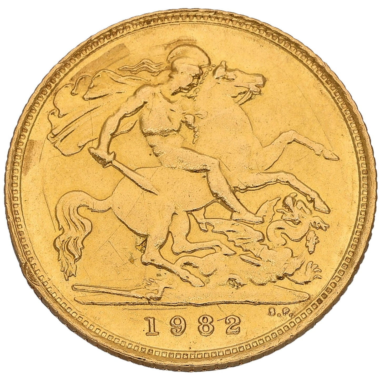 22ct Gold Queen Elizabeth II Half Sovereign Coin 1982