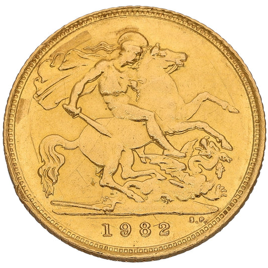 22ct Gold Queen Elizabeth II Half Sovereign Coin 1982