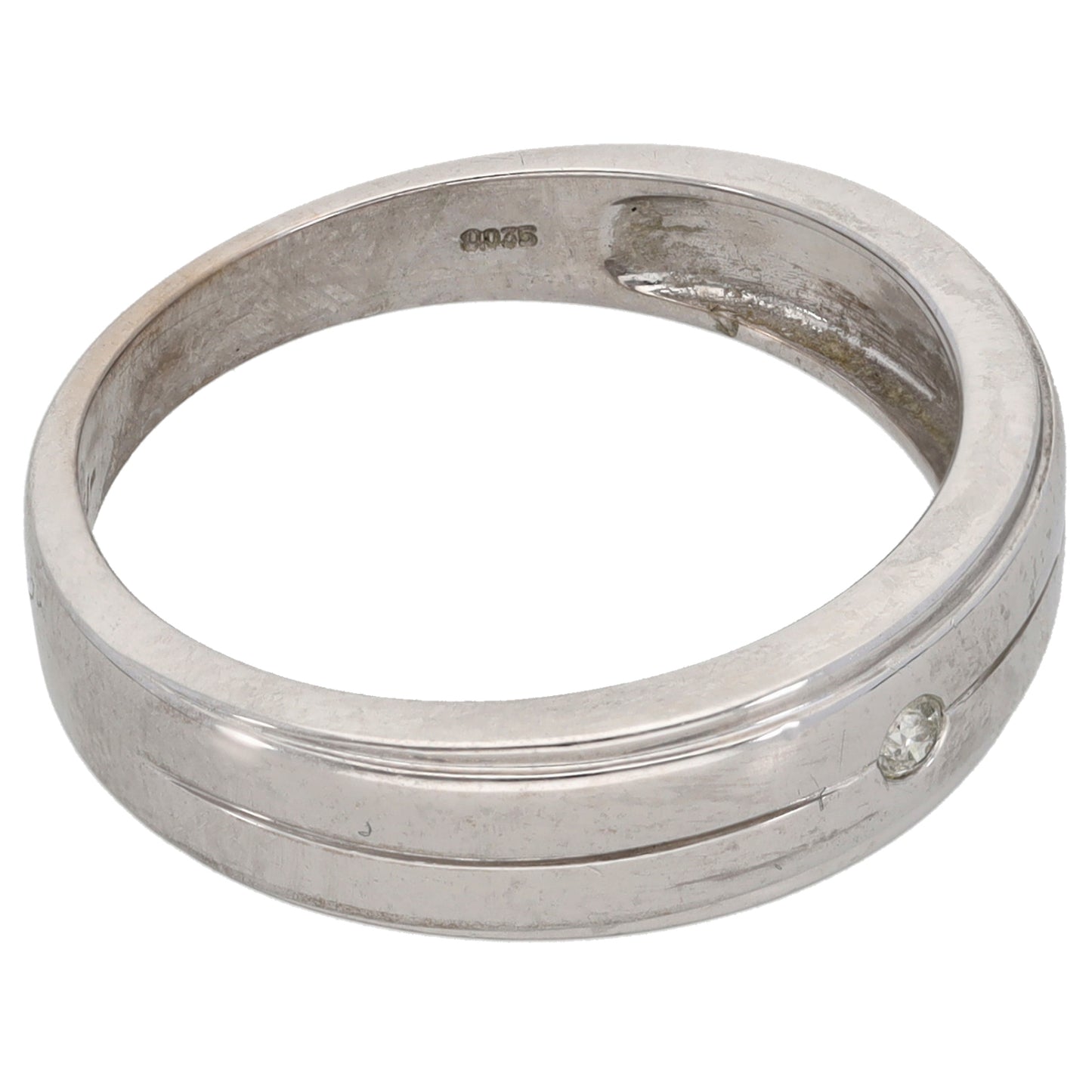 9ct White Gold 0.02ct Diamond Alternative Ring Size Q