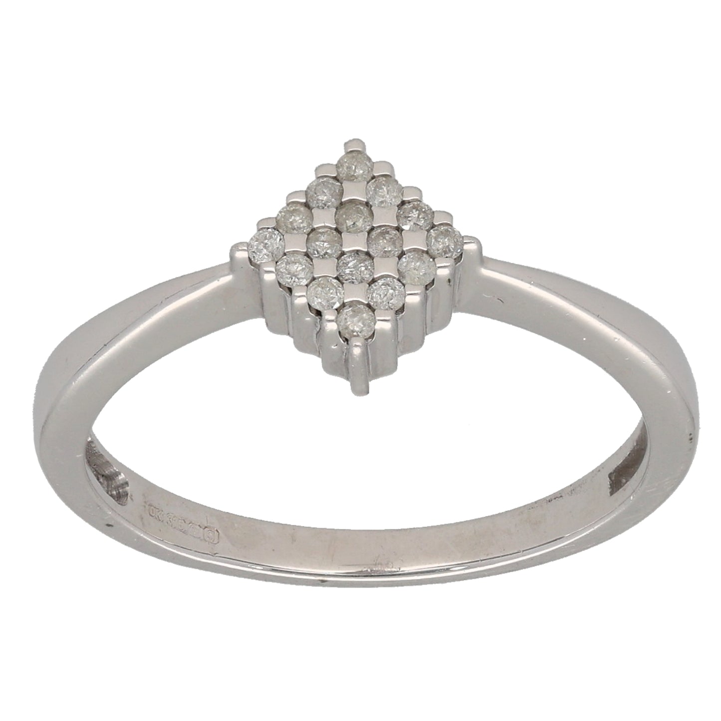 9ct White Gold 0.08ct Diamond Cluster Ring Size N