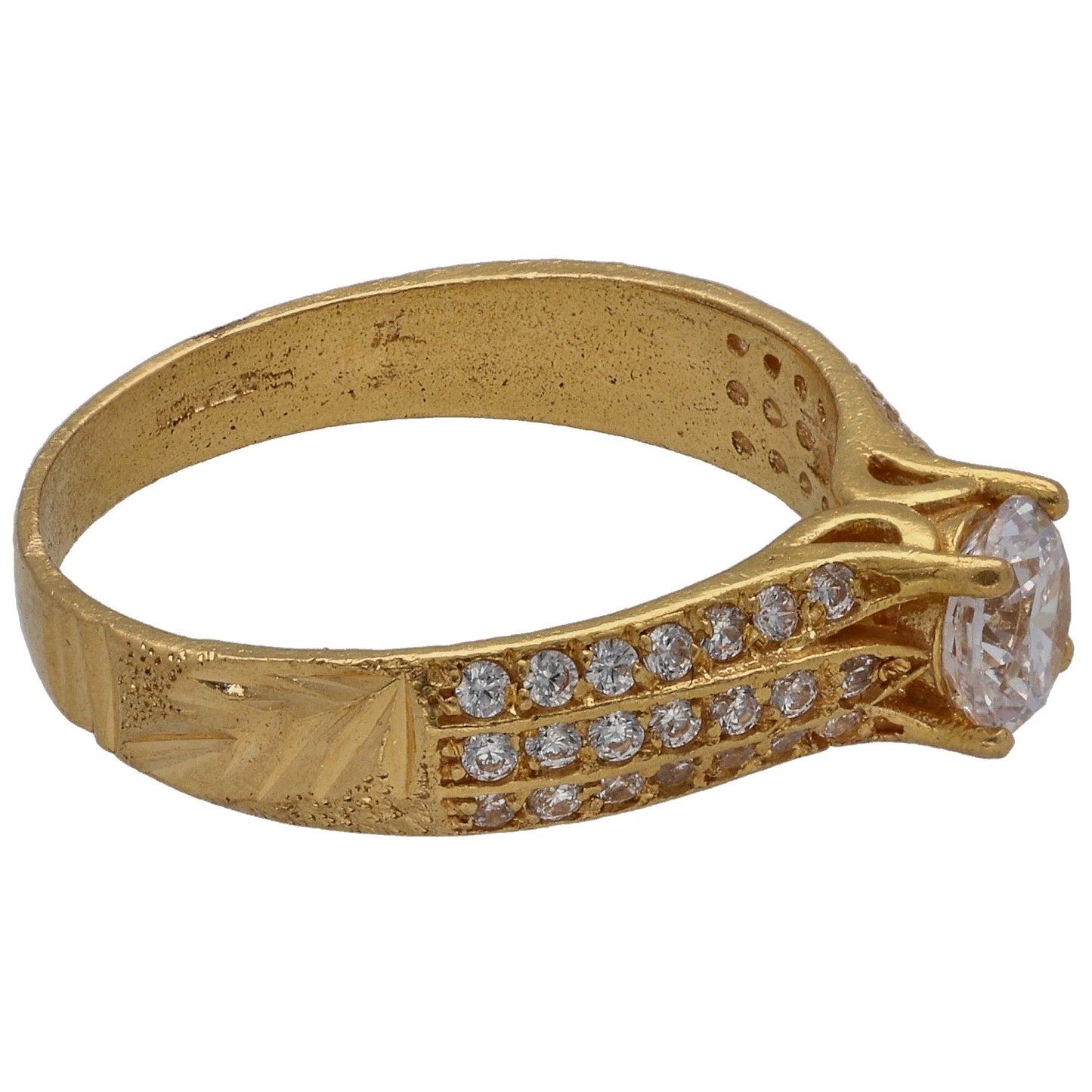 22ct Gold Cubic Zirconia Single Stone Ring With Accents Size Q