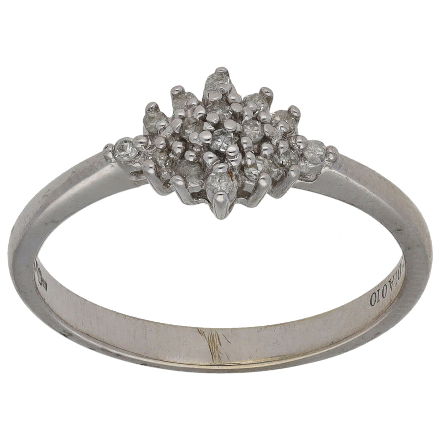 9ct White Gold 0.10ct Diamond Cluster Ring Size K