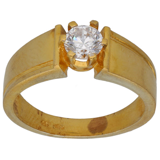 22ct Gold Imitation Gem Single Stone Ring Size Q