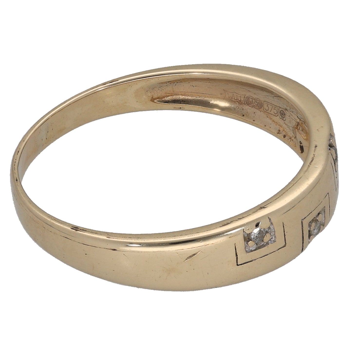 9ct Gold 0.04ct Diamond Half Eternity Ring Size U