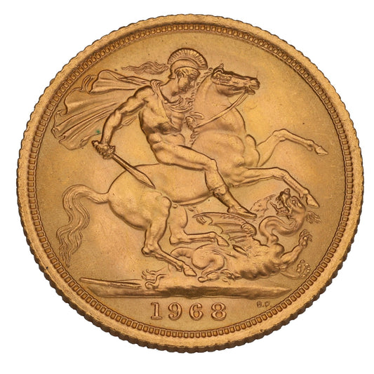 22ct Gold Queen Elizabeth II Full Sovereign Coin 1968