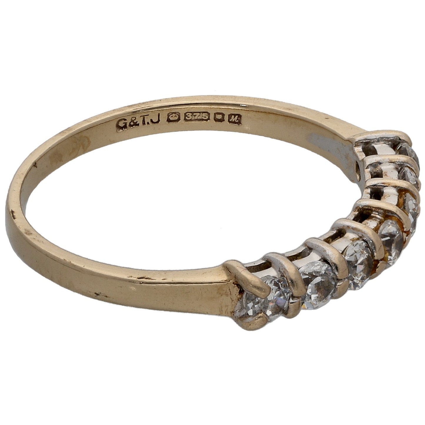 9ct Gold Cubic Zirconia Half Eternity Ring Size N