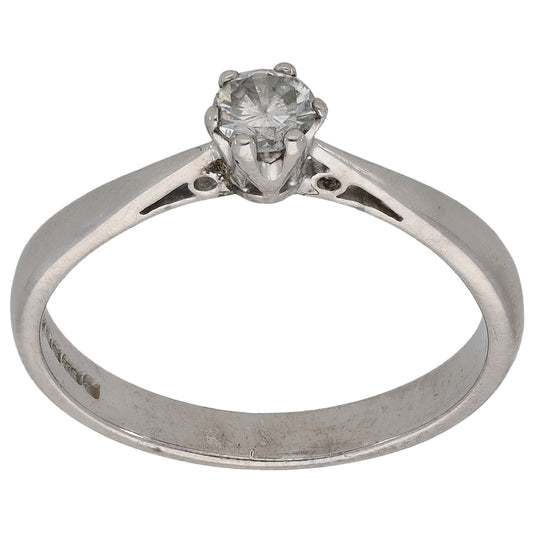 9ct White Gold 0.23ct Diamond Solitaire Ring Size N