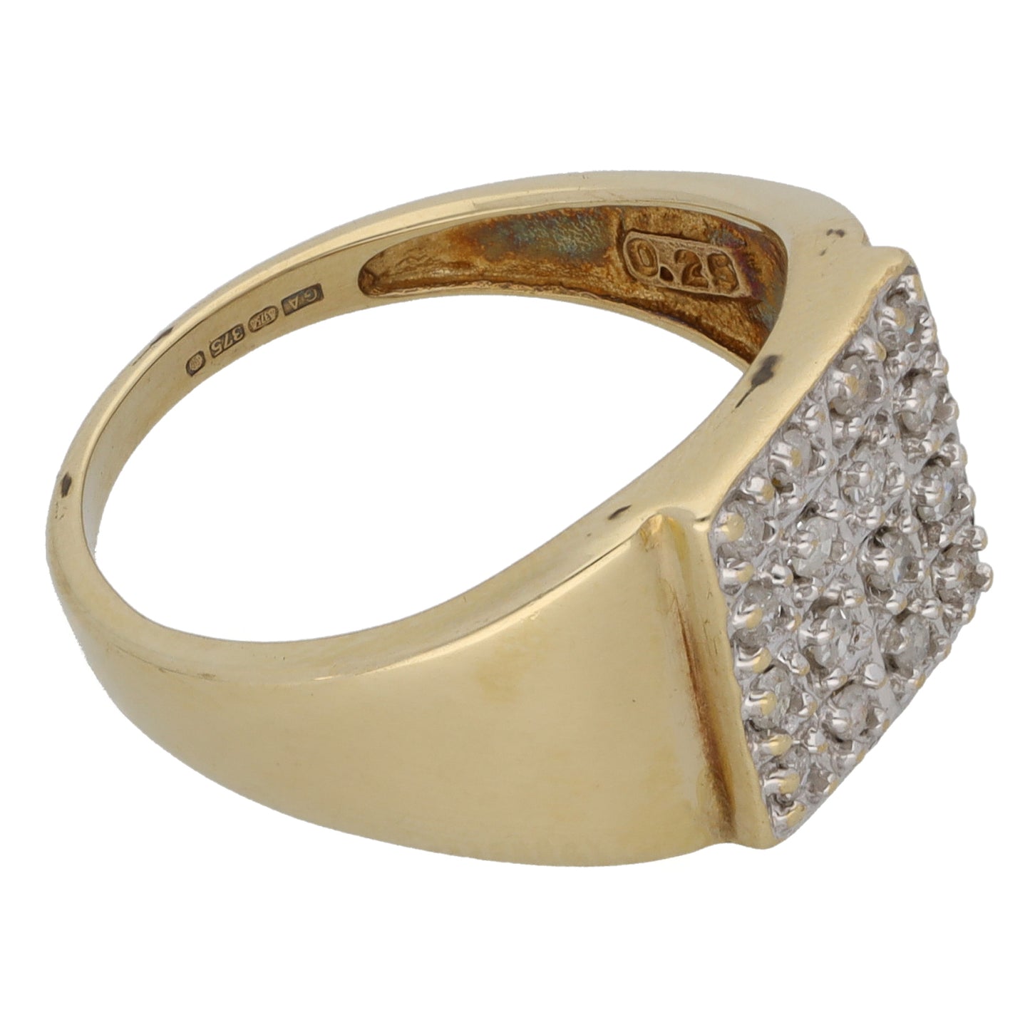 9ct Gold 0.25ct Diamond Signet Ring Size R