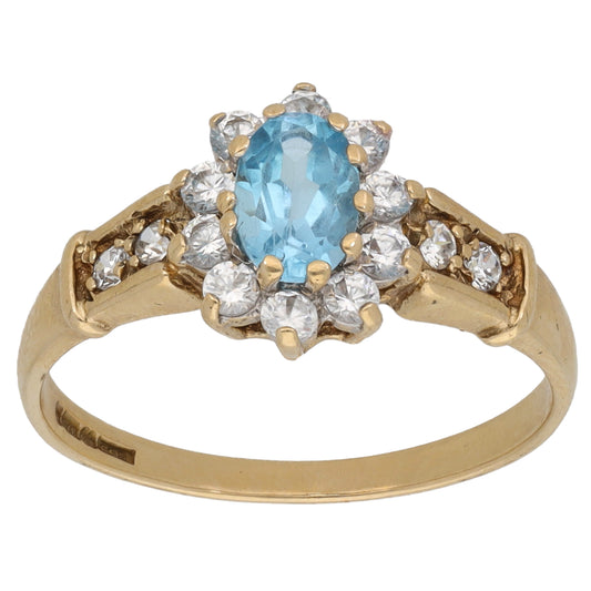 9ct Gold Topaz & Cubic Zirconia Dress/Cocktail Ring Size M
