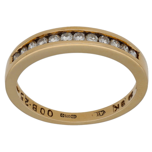 9ct Gold 0.25ct Diamond Half Eternity Ring Size N