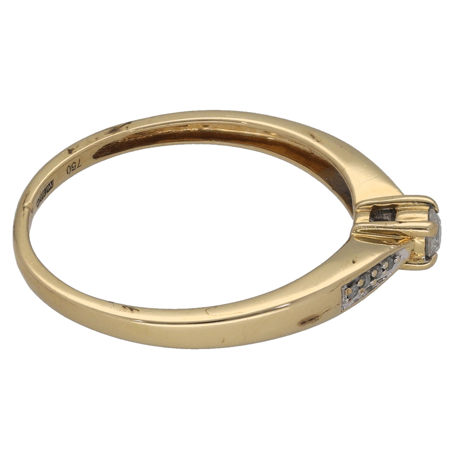 18ct Gold 0.10ct Diamond Solitaire Ring With Accent Stones Size N