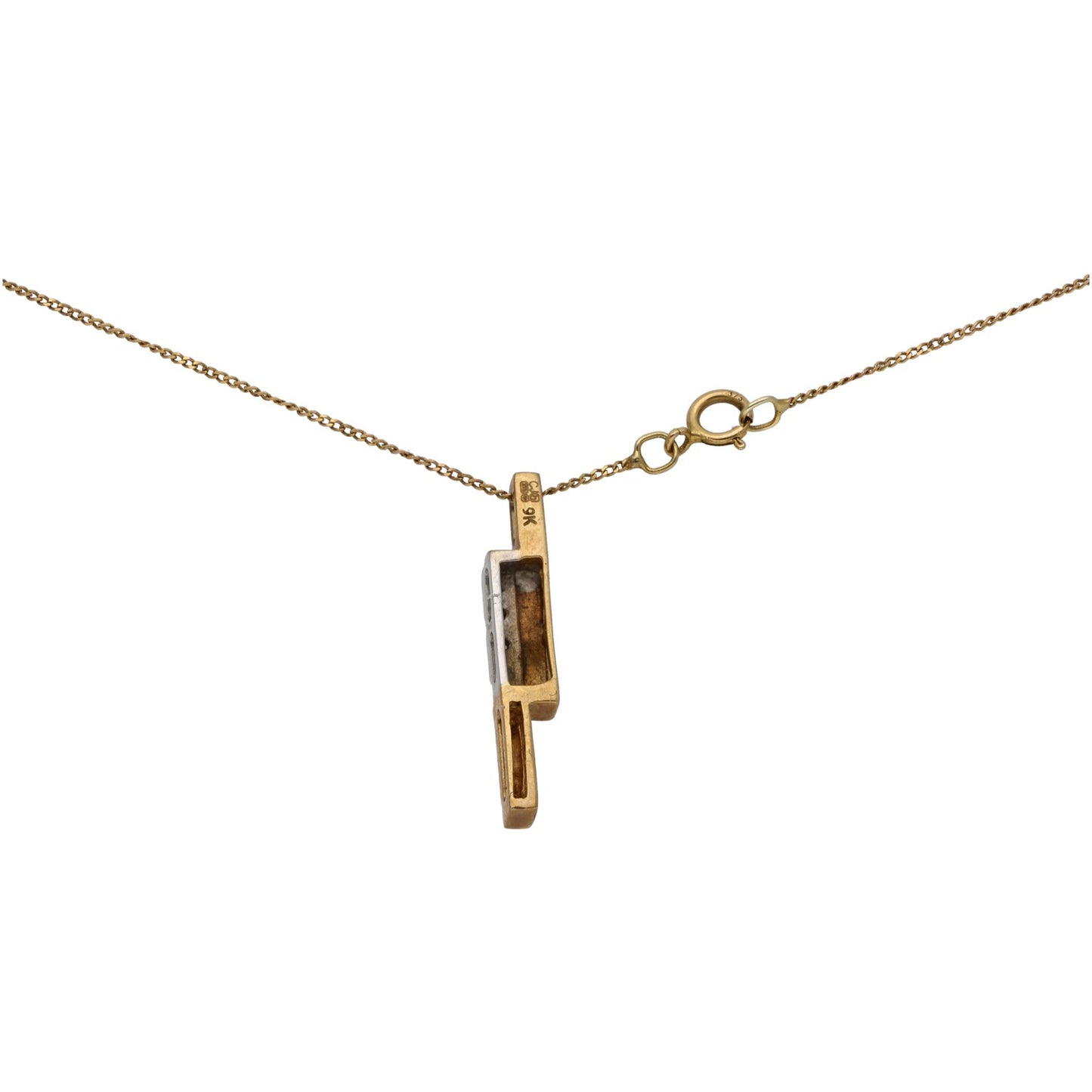 9ct Gold 0.02ct Diamond Dress/Cocktail Pendant With Chain